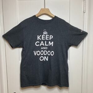 "Keep Calm and Voodoo On" T-shirt Womens Medium New Orleans Audubon Zoo Grunge